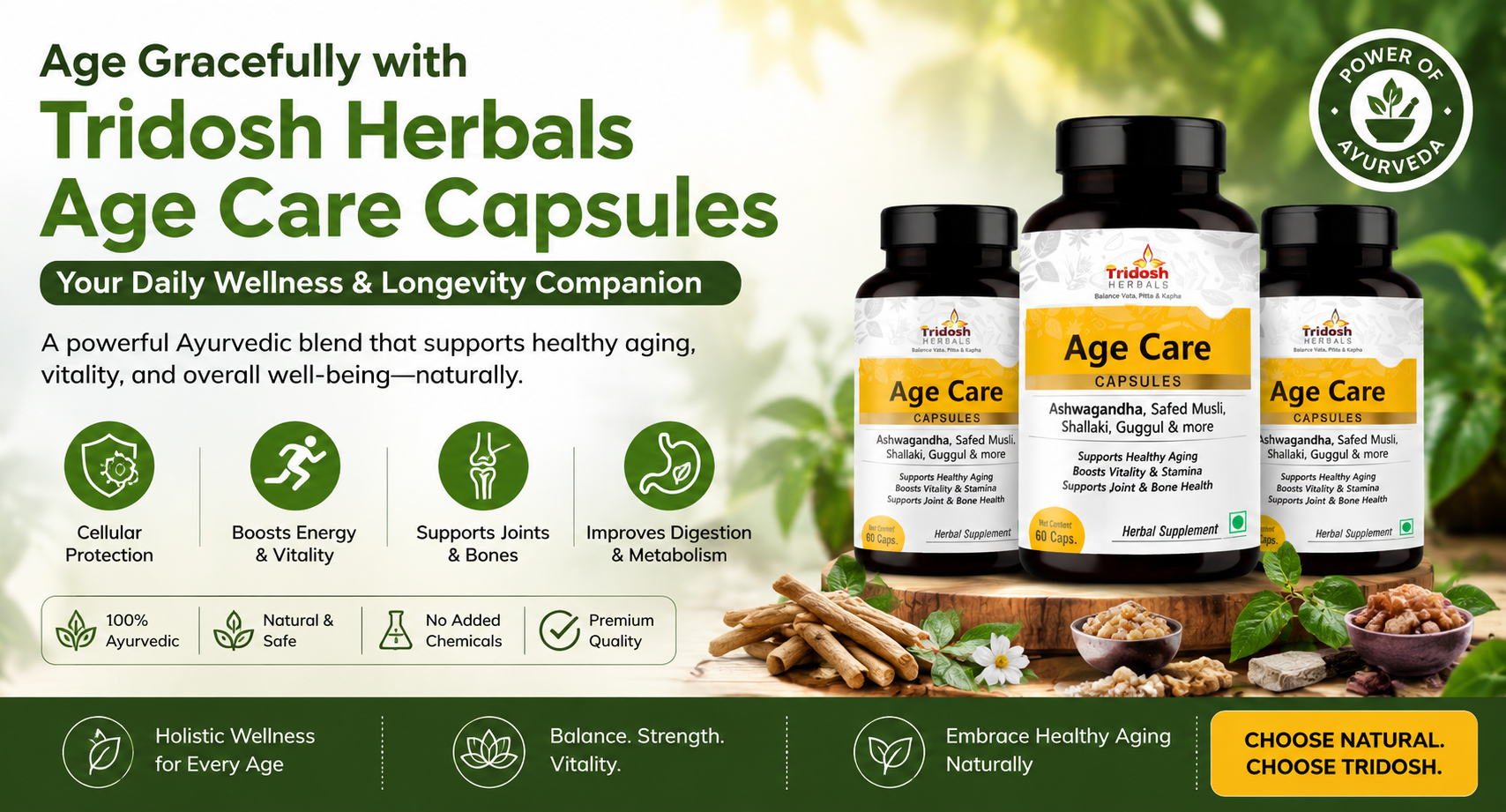 Age Gracefully with Tridosh Herbals Age Care Capsules: Natural Support for Healthy Aging