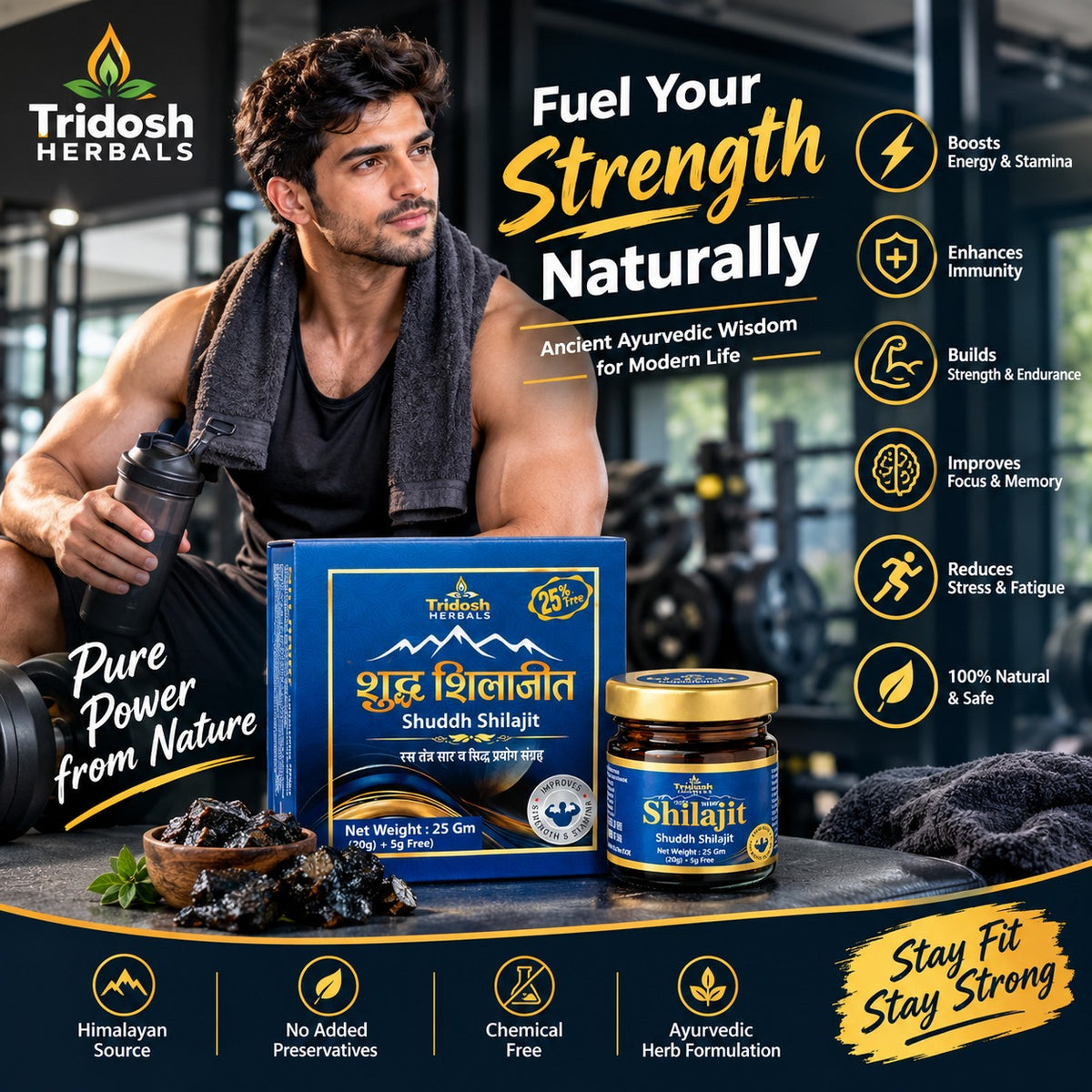 Tridosh Herbals Shuddh Shilajit – 25g (20g + 5g Free)