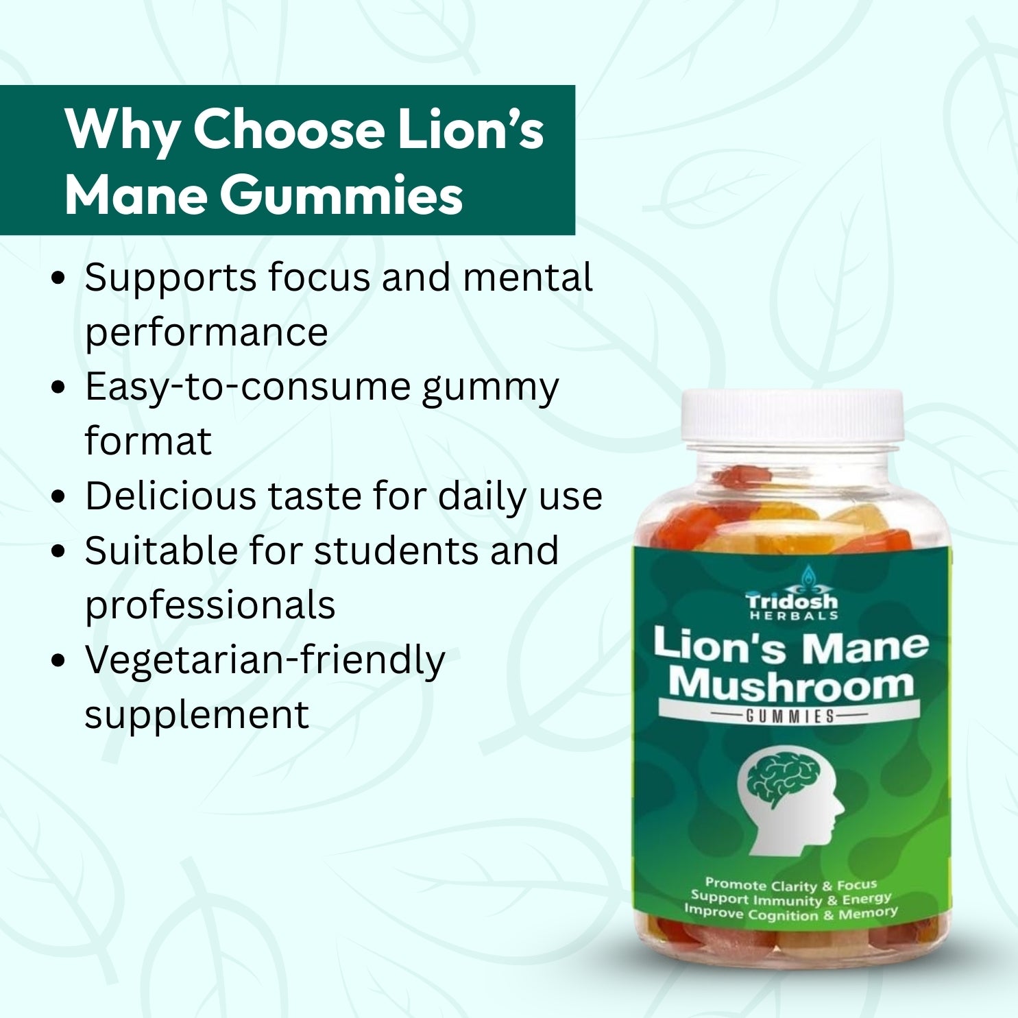 Tridosh herbals Lion's Mane Mushroom Gummies 